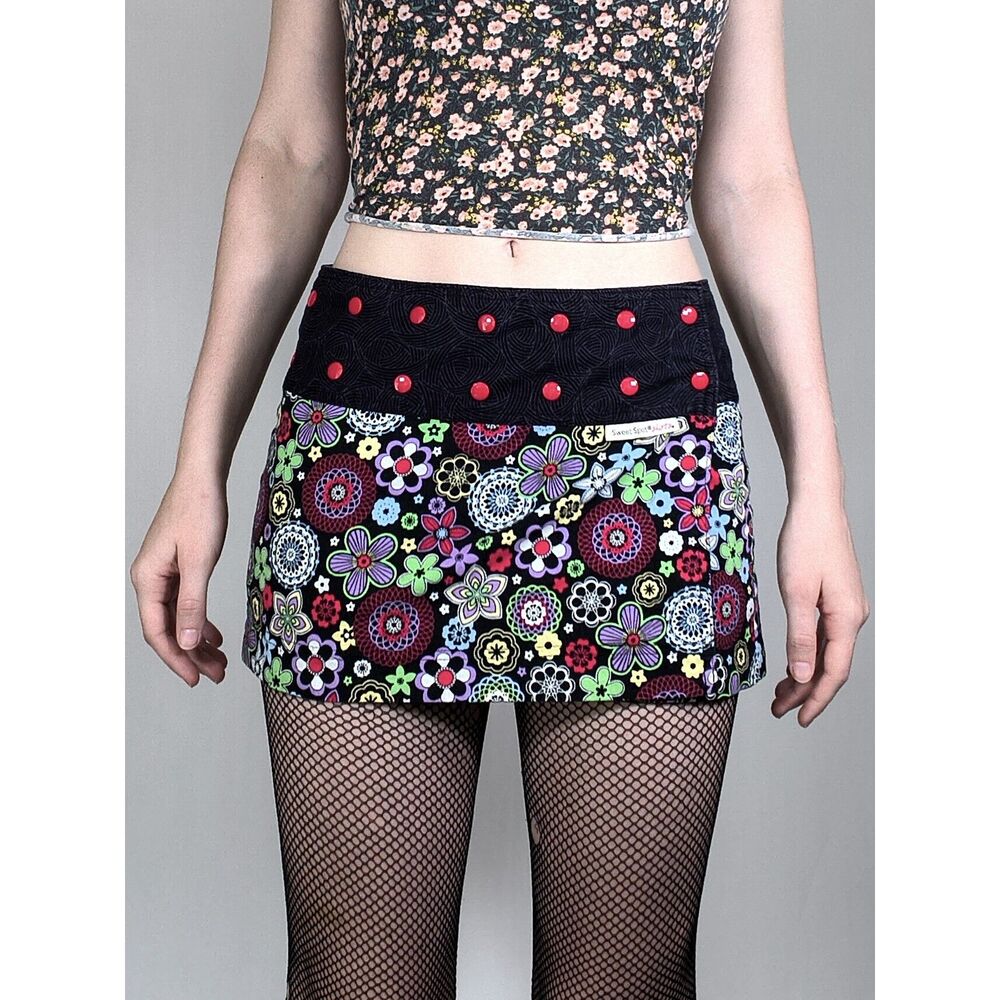 Adjustable Waist Floral Mini Skirt